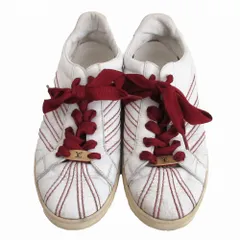 LOUIS VUITTON ルイヴィトン レザー ステッチ スニーカー シューズ ホワイト レッド サイズ6.5 25.5cm メンズ 【中古】