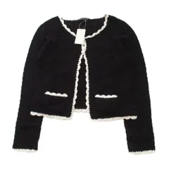 未使用品 LAURA ASHLEY ローラアシュレイ ノーカラー ニット バイカラー ジャケット アウター ブラック サイズL レディース 【中古】