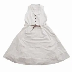 FOXEY フォクシー ノースリーブ ベルト付き コットン ドレス ワンピース  ひざ丈 ホワイト 38 S レディース 【中古】