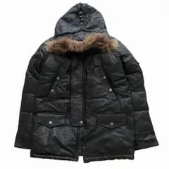 Liugoo Leathers リューグーレザーズ  馬革 リアルファー ホース N-3B レザー ダウンジャケット コート  ブラック サイズL  【中古】