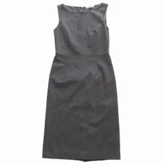 MaxMara マックスマーラ 白タグ ヴァージンウール ノースリーブ ドレス ワンピース タイト ひざ丈 グレー 38 S レディース 【中古】