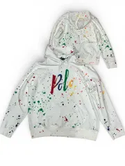 ポロ ペイント スプラッター フード Tシャツ 白 XL