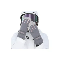 【新品】 [Ycytlying] スキーグローブ レディース 防寒手袋 スノーボードグローブ 防寒グローブ スポーツグローブ 防水 防風 防寒 滑り止め タッチパネル対応 紛失予防 保温 厚手 通気性クライミング 除雪 アウトドア 登山 (グレー) 1