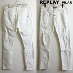 REPLAY　リプレイ　PILAR　W76cm / W25 / L　ボーイズフィットデニム　ストレッチ　ボタンフライ　レディース　ホワイト / 白