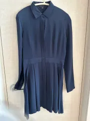 Theory セオリー ネイビー シルク シャツ ワンピース