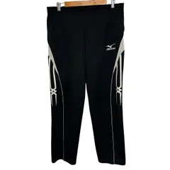 C447 ミズノ（Mizuno）トレーニングパンツ ジャージ ブラック サイドラインシルバー ジム ランニング スポーツ Oサイズ