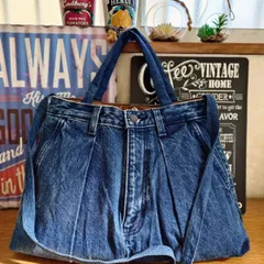209☆USEDダメージデニムリメイク☆大きめショルダーバック☆トートバッグ☆ジーンズリメイク☆