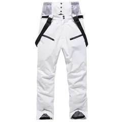 【新品】 [LOKIPONG] スノーボードパンツ メンズ スキーパンツ 防寒 スキーウェア サーマルフリース裏地 防風 防水 スノボウェア レディース シャベル サスペンダー付き ホワイト 2XLサイズ 0
