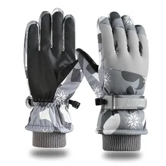 【新品】 スキーグローブ レディース 防寒手袋 スノーボードグローブ 防寒グローブ スポーツグローブ 防水 防風 防寒 滑り止め タッチパネル対応 紛失予防 保温 厚手 通気性クライミング 除雪 アウトドア 登山 フリーサイズ (グレー) 0