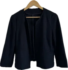 COMME CA ISMコムサイズム　ノーカラージャケット　アウター　ネイビー　レディース　13サイズ美品【ZK93】