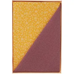 【ギフト】二巾一越織両面柄ふろしき 紫/金茶 サメ小紋/小桜