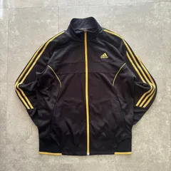 00s アディダス adidas トラックジャケット ジャージ ストライプ 金×黒 ゴールド ボックスシルエット カジュアル スポーティ ダンス ストリート 2XL