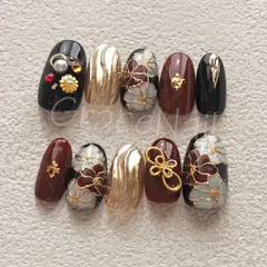 No.725 現品販売！ネイルチップ　成人式卒業式和柄振袖袴着物