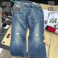 幻のUSA製 RUEHL No.925 デニム W34相当 短丈 ワイド ペンキ