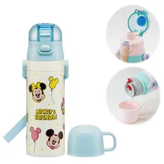 スケーター(Skater) 水筒 子供用 2WAY 直飲み 470ml コップ飲み 430ml ディズニー ミッキー＆フレンズ 風船 男の子 女の子 ステンレス 保温保冷 軽量 waterbottle スポーツボトル キッズ こども 水瓶 SKDC4-A