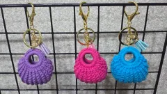 ミニ 編み バッグ キーホルダー (パープル/ピンク/ブルー)