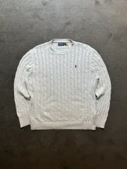 ポロラルフローレン ケーブル ニット XL ライト グレー