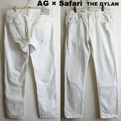 限定モデル　AG × Safari　エージー アドリアーノゴールドシュミット　サファリ　コラボ　THE DYLAN　W86cm / W32 / L　スリムスキニーデニム　ストレッチ　ホワイト / 白　メンズ　USA製　Adriano Goldschmied