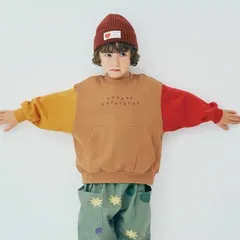 《新品》ロゴ刺繍ポケットトレーナー 80～120サイズ p.premier キャメル 子供服 P411045