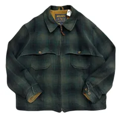 USA製 WOOLRICH ウールリッチ チェック柄 オンブレ ウールジャケット ブルゾン ポケット付き 緑×黒 XLサイズ No.EA142