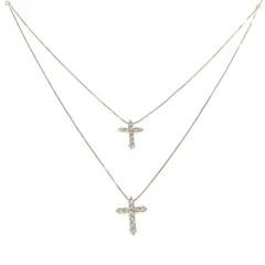 K18YG クロス ダイヤモンド ネックレス 0.2CT