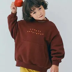 《新品》ロゴ刺繍ポケットトレーナー 90㎝ p.premier ダークブラウン 子供服 P411045