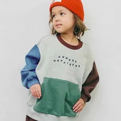 《新品》ロゴ刺繍ポケットトレーナー 80.110.120 p.premier グレー 子供服 P411045