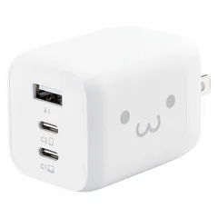 【ギフト】ELECOM AC&USB充電器65W しろちゃん EC-AC4465WF