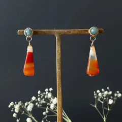 ヒスイ◆カーネリアン_セットアップピアス【3way】