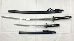 【ZK264】Replica Swords, Set of 2: Long Sword, Short Sword, Uchigatana, Wakizashi, Japanese Sword, Traditional Craft, Antique, Art Object, Display Item, Miscellaneous Goods