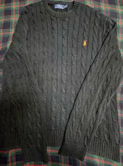XLポロ ラルフローレン ケーブル ウールニット ダークネイビー