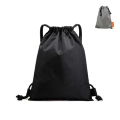 【数量限定】運動 旅行 サークル 部活 水泳 軽量 キャンプ シューズ収納 巾着 ケース 防水バッグ リュックサック 小物防水袋１枚つきブラック ナップサック スポーツバッグ ジムサック [RABUHARU]