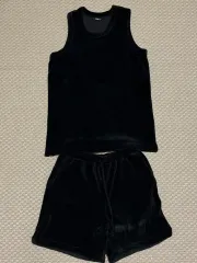 (M) ファッショノヴァ コーデュロイ ノースリーブ ハーフパンツ セットアップ ブラック