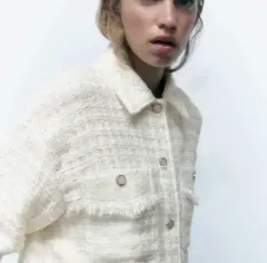 (新品) ZARA アイボリー ツイード ジャケット M