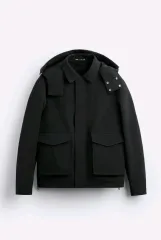 XL) ザラ 機能性 ジャケット ブラック ハイテック フー ド アウター 0155 502