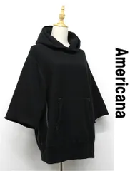 V312/美品 Americana リバースウィーブ フーディ 黒染め 7分袖