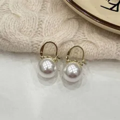 パール ピアス グレー ゴールド フック 上品 大人可愛い 冠婚葬祭 フォーマル 普段使い