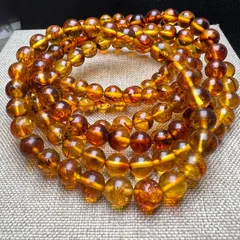 天然 琥珀アンバー6mm 1連分ブレスレット2本セット