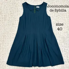 Jocomomola de Sybilla　ホコモモラ　デ　シビラ　ウール　ワンピース　チュニック　膝丈　ノースリーブ　ジャンスカ　グリーン　タック　40