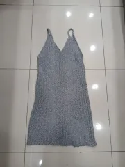 グレー Vネック ノースリーブ ロング丈ワンピース 中古 ノースリーブ レイヤード ファッション 重ね着