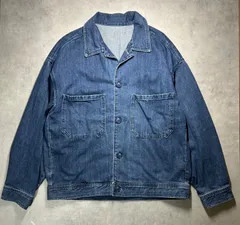 GU ジーユー デニム ワークジャケット 表記M カバーオール 濃紺 インディゴ ブルー コットン100% 綿 メンズ レディース ユニセックス 男女兼用 オーバーサイズ ドロップショルダー ビッグシルエット アメカジ カジュアル 春 秋 冬 古着 アウター