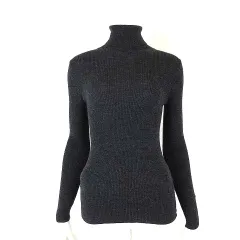 ユニクロ UNIQLO エクストラファイン メリノ リブ タートルネック セーター ニット ウール 長袖 M ダークグレー