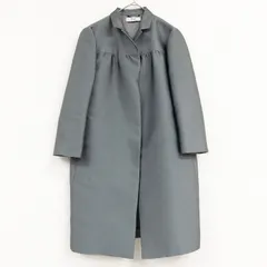 PRADA　プラダ　ロングコート　ギャザー　シルク　グレー　イタリア製　レディース　44　a01285