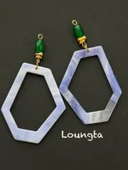 4152樹脂ピアス 大ぶりピアス パープル ウッドビーズピア樹脂ピアス