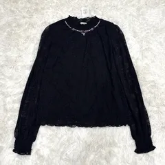 【新品タグ付き】axes femme ビジューデザイン総レース　トップス　レース　パール　薔薇　ブラック　パープル　黒