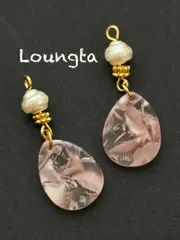 4156春物ピアス 春 ピンク 樹脂ピアス パールピアス チェコビーズピアス