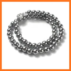 【新品】 [CRANES COLLECTION] クリスタル パールネックレス 日本製 自社生産 真珠 8mm珠 選べる6サイズ 冠婚葬祭 ホワイト グレー 冠婚葬祭 巾着袋付 (グレー ネックレス46cm) 0