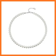 【新品】 [FOCALOOK] パールネックレス 8mm真珠 冠婚葬祭 レディースネックレス ステンレス 金属アレルギー対応 クリスタルパール チュ-カ フォーマルジュエリー 1