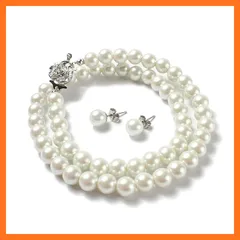 【新品】 [CRANES COLLECTION] パール ネックレス ピアス 2点 セット 日本製 国産真珠 ホワイト 自社生産 8mm珠 56cm 冠婚葬祭 巾着袋付 選べる6サイズ (ホワイト56P) 1