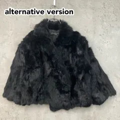 美品 alternative version WR オルタナティブバージョンダブルアール 高級 リアルファーコート ジャケット ラビットファー 100% 立ち襟 ボリューム襟 ショールカラー 黒 ブラック レディース M L相当 毛皮コート ★ ◆■